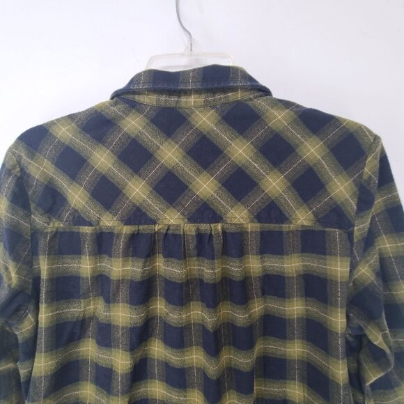 Banana Republic Cotton Flannel Tunic Top Shirt Size M Black Green - Picture 5 of 6